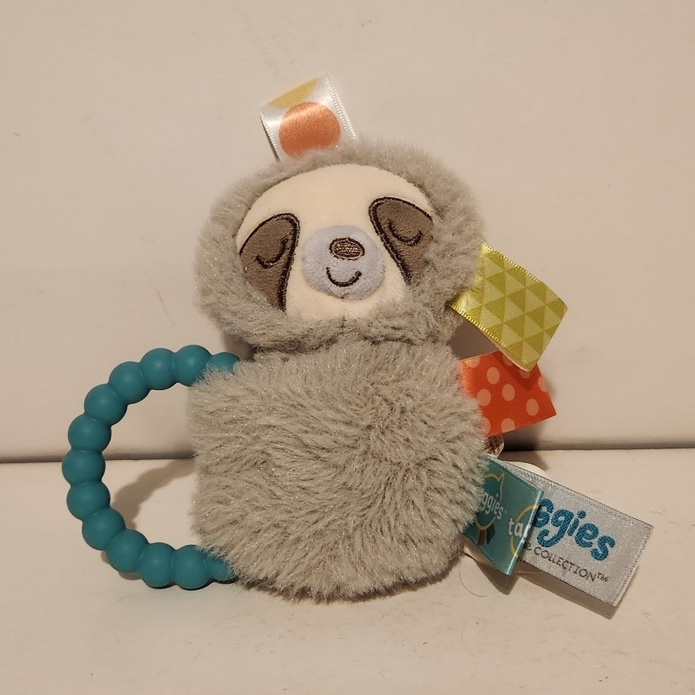5” Taggies Mary Meyer Sloth Plush Rattle and Teether Baby Toy